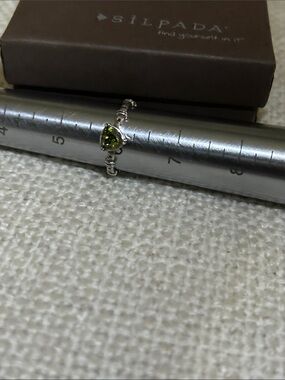 Silpada Sterling Silver Ring with Olive-Green CZ Stone